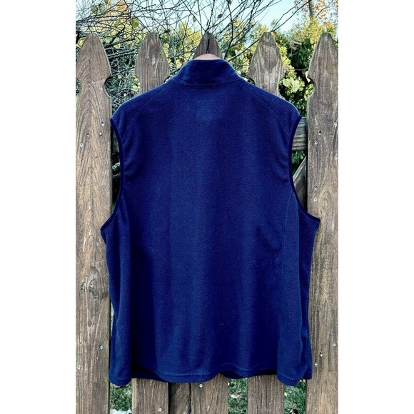 Mens LL Bean Fleece Vest Size XL Hiking Gorp Utility Full Zip Blue Pockets - Picture 2 of 3